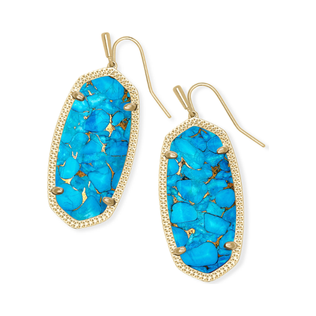 Kendra Scott | Jewelry | Kendra Scott Corley Yellow Gold Plated Blue  Howlite Drop Earrings | Poshmark