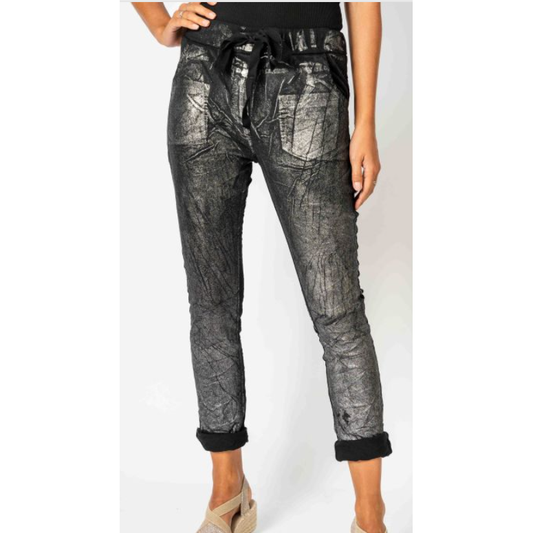 MADE IN ITALY SILVER FOIL JEGGING