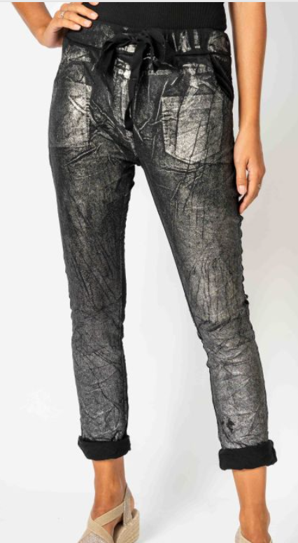 MADE IN ITALY SILVER FOIL JEGGING
