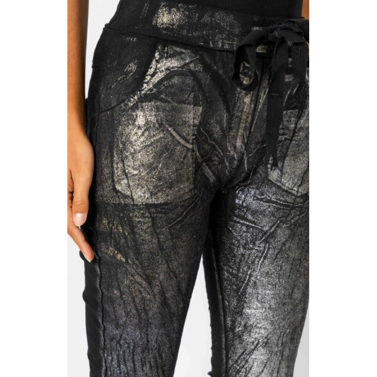 MADE IN ITALY SILVER FOIL JEGGING