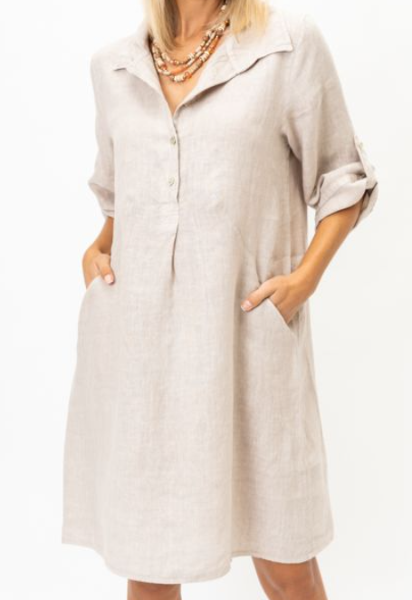 MADE IN ITALY LINEN COLLAR DRESS