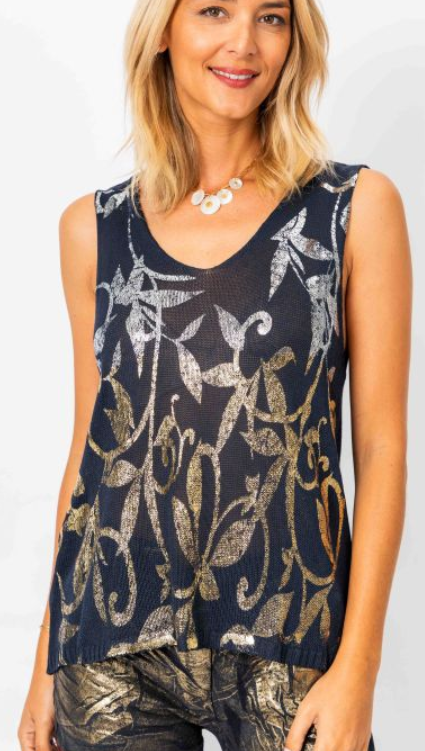 MADE IN ITALY FOIL TANK in NAVY