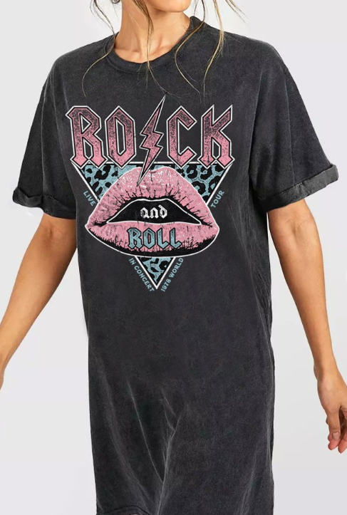 ROCK N ROLL LIP DRESS in BLACK