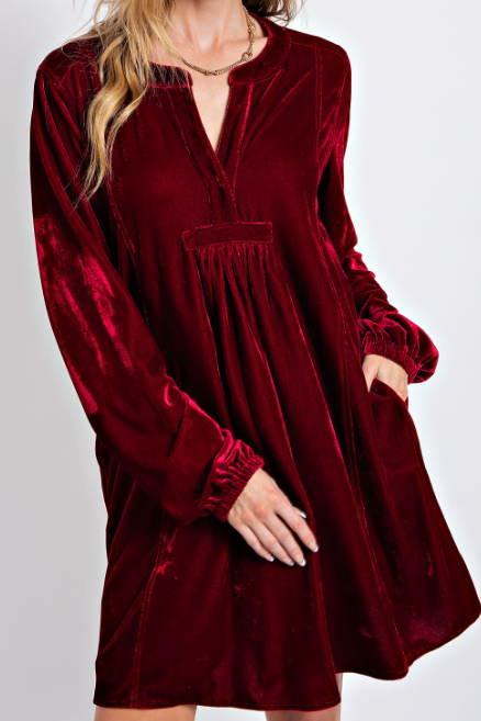 X WINE VELVET TUNIC 15274