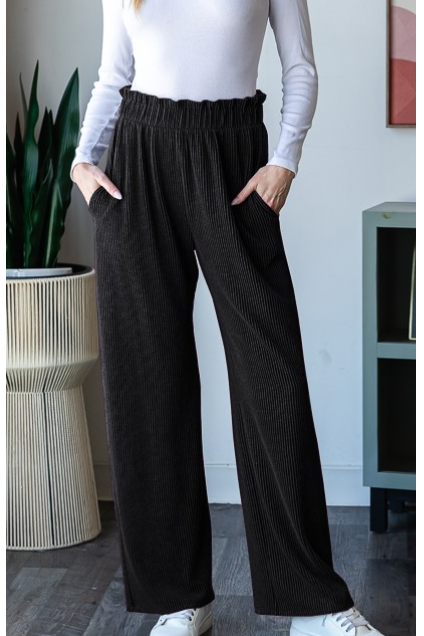 BLACK RIBBED PANT 6825