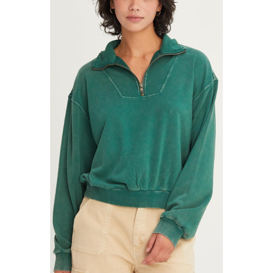 1/2 ZIP TOP 441 in DARK GREEN
