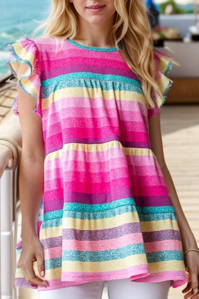 STRIPED TOP in PINK 6628