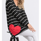X HEART w/STRIPED TOP in BLACK/IVORY 1558-11