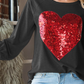 X SEQUIN HEART TOP in BLACK 7011