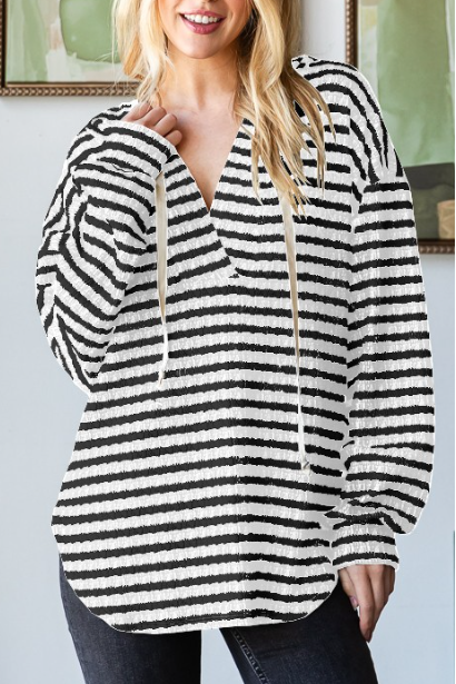 X Hoodie Top CREAM/BLACK 7733 ~SMALL