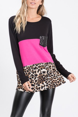TOP in BLACK/FUSCHIA 1310-10