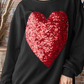 X SEQUIN HEART RIBBED TOP in BLACK 7431