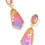 Gold sunrise in pink and orange ombré earrings.