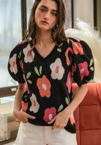 FLORAL PUFF SLEEVE TOP