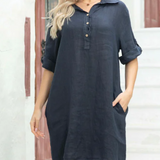 NAVY DRESS in LINEN