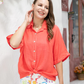 LINEN TOP in CORAL