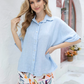 LINEN TOP in SKY BLUE