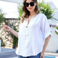 LINEN BUTTON TOP in WHITE