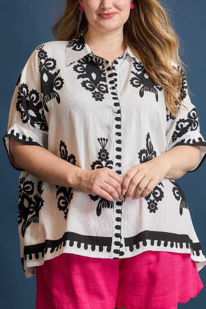ABSTRACT PRINT TOP in CREAM