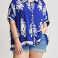 ABSTRACT PRINT TOP in COBALT