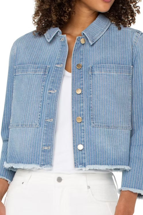 LIVERPOOL CROP SHACKET in DENIM