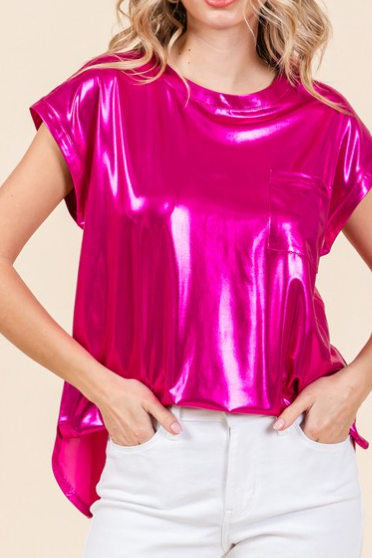 GLOSSY HOT PINK TOP