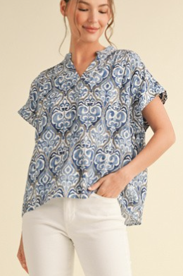 DENIM PRINT TOP 14281