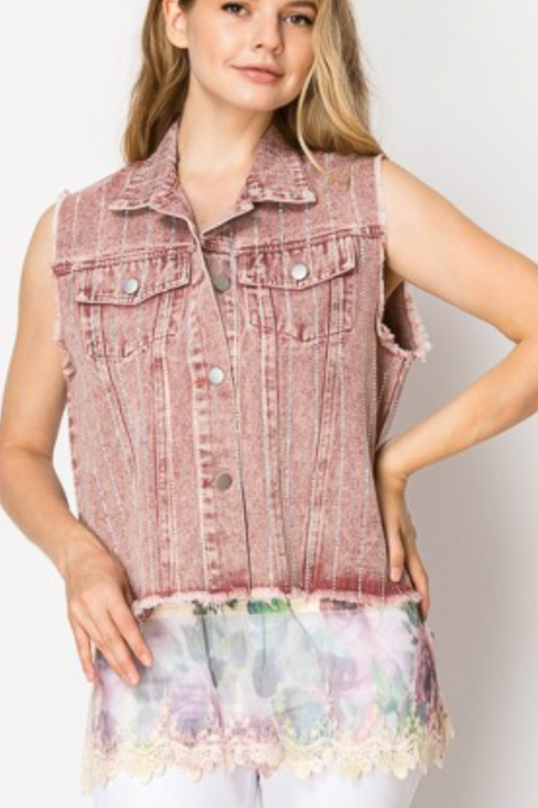 RASPBERRY VEST w/STONES