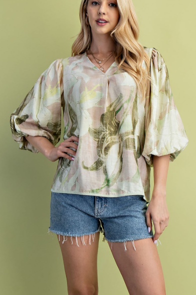 FLORAL TOP in GREEN 1767 O7.17