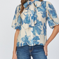 BLUE FLORAL BOW TOP 20340
