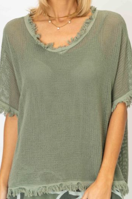 MADE IN ITALY MESH TOP in OLIVE 12347