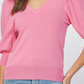 SHORT SLEEVE SWEATER TOP 15580 in PINK