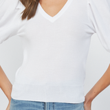 SHORT SLEEVE SWEATER TOP 15580 in WHITE