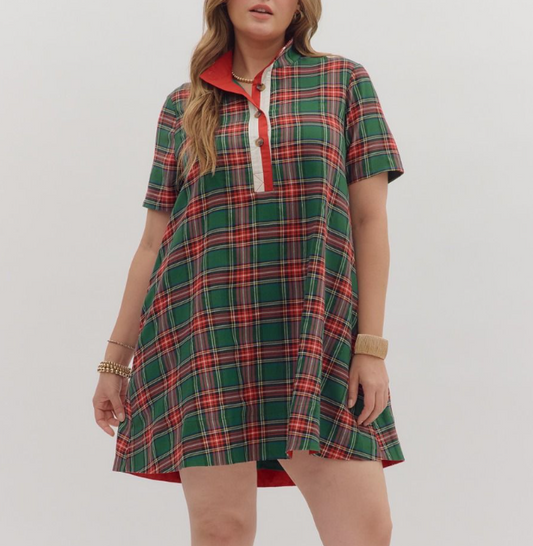 GREEN PLAID DRESS 26022