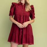 KAIA DRESS 1448 BURGUNDY