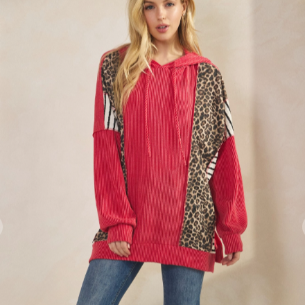 RED/LEOPARD TOP 8019