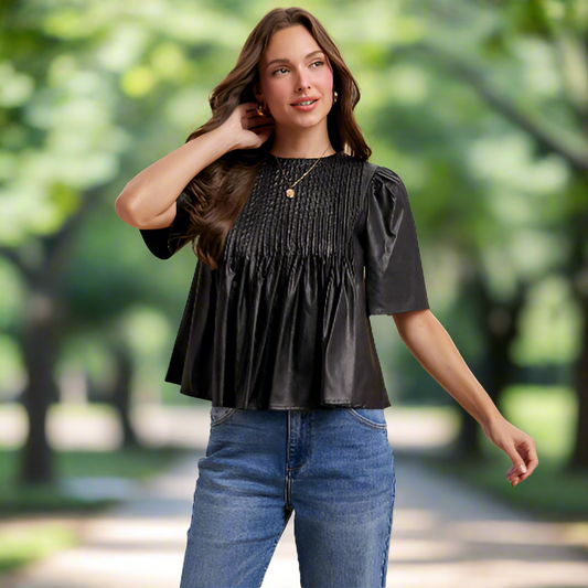PLEATHER TOP 3243