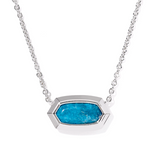 Necklace with a blue stone pendant on a white background