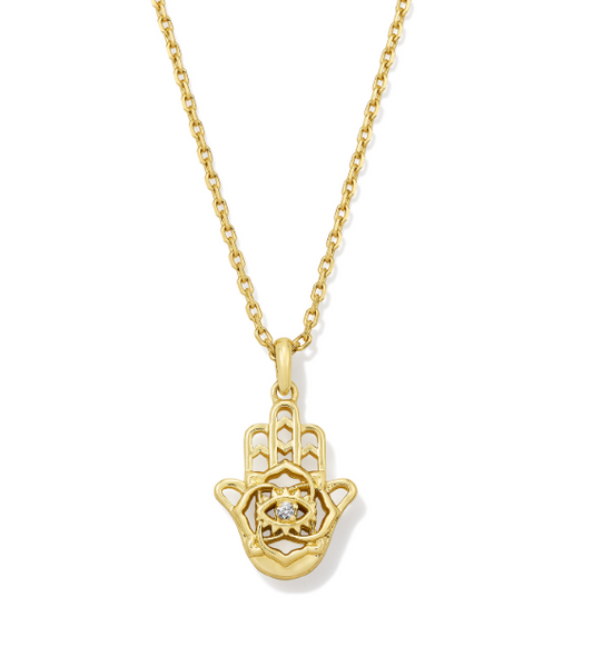 KENDRA SCOTT HAMSA SHORT PENDANT NECKLACE GOLD