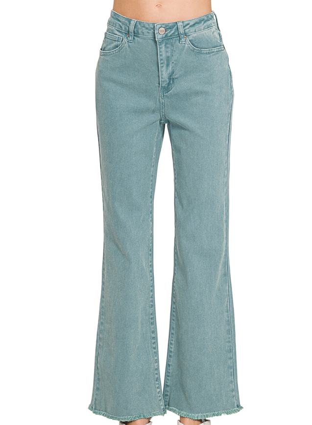 Light blue jeans on a white background