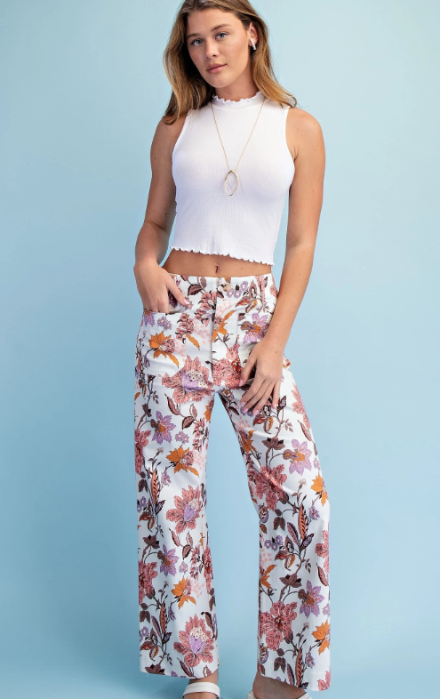 FLORAL PANT 1774 in MAUVE