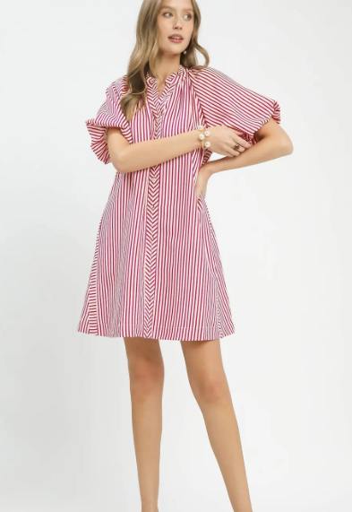 RED STRIPED DRESS 6106