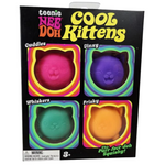Box of Teenie Nee Doh Cool Kittens with colorful cat-shaped toys on a white background