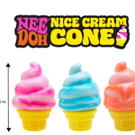 Colorful ice cream cone toys with 'Nee Nice Cream Cone' text and dimensions on a white background
