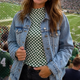 GREEN CHECK MESH TOP