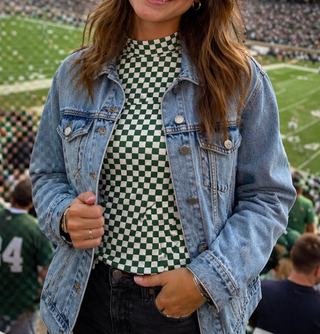 GREEN CHECK MESH TOP