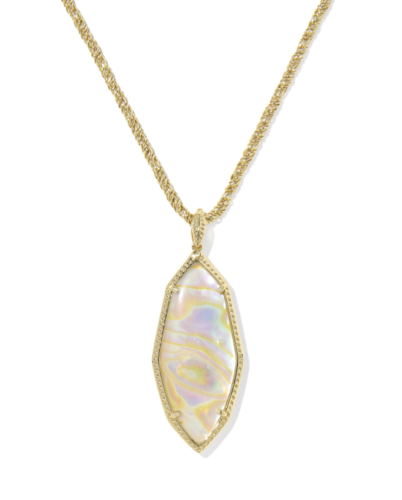 long drop necklace with stone pendant