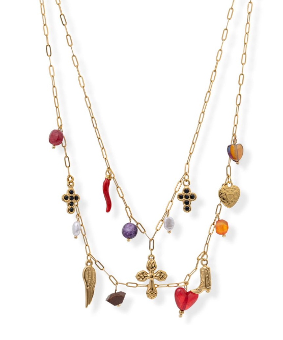 Gold chain with charms