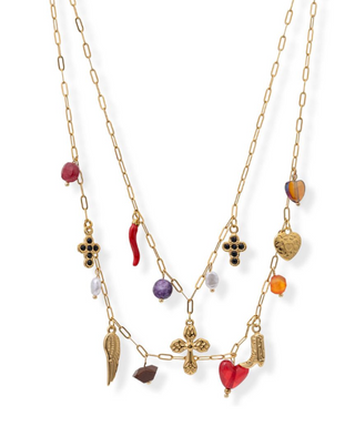 Gold chain with charms