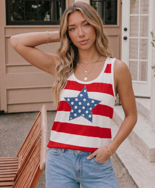 SALE * CRYSTAL STRIPED STAR TANK 2003